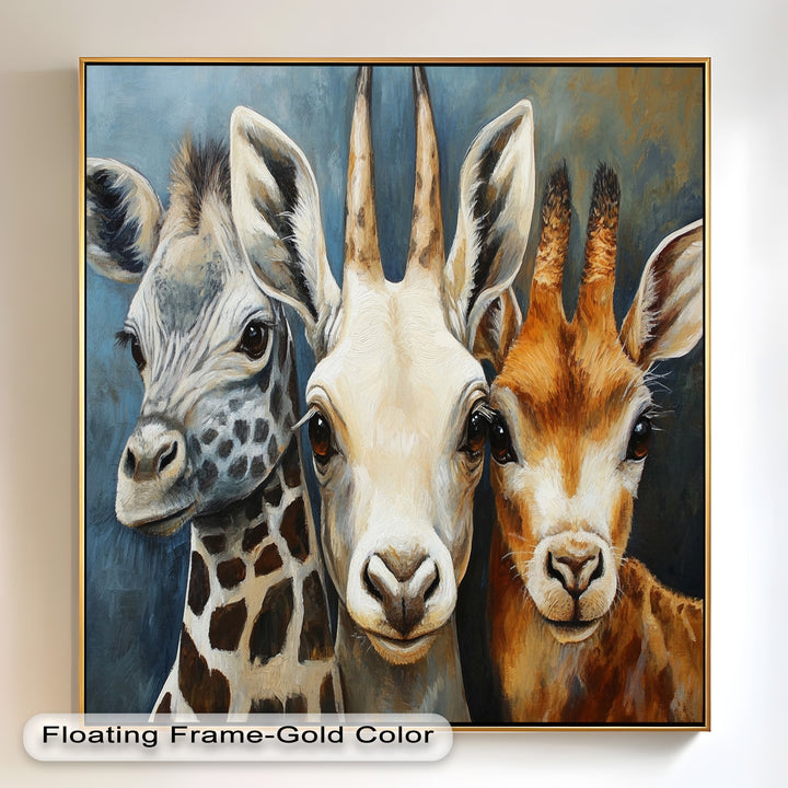 Trio of Giraffes – Animal Oil Painting