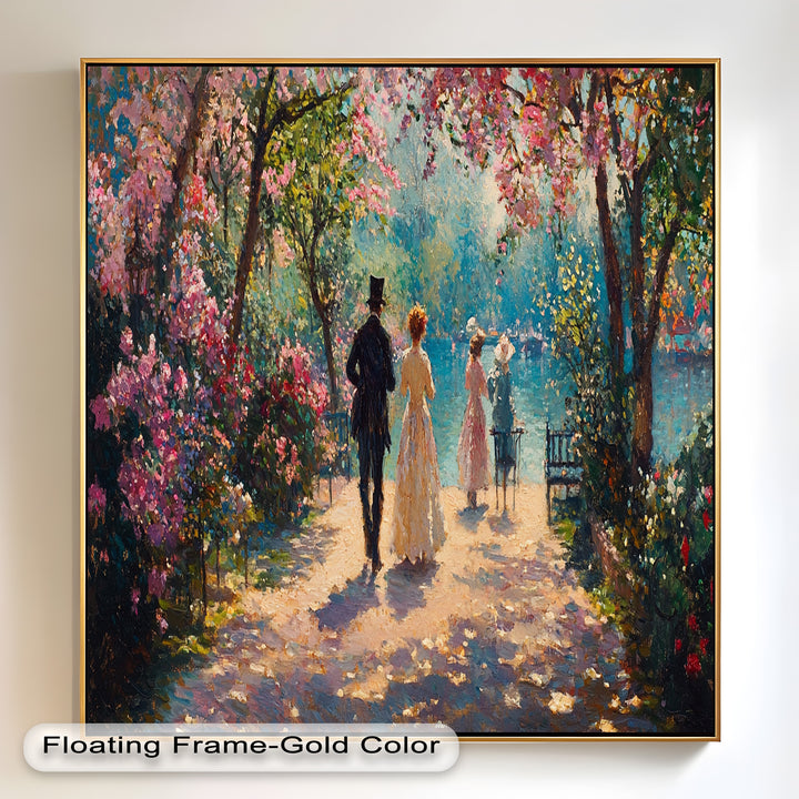 Springtime Promenade – Romantic Garden Path Impressionist Oil Painting