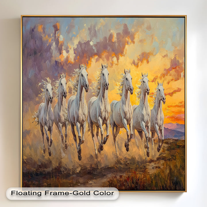 Run with the Sun – White Horses Oil Painting