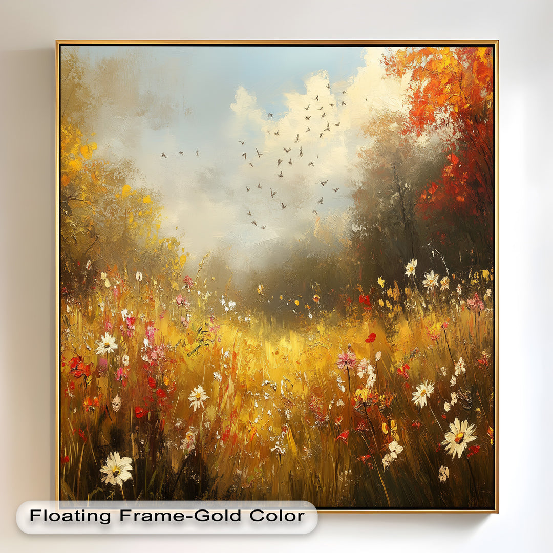 Flowers and Stream – Vibrant Autumn Oil Painting