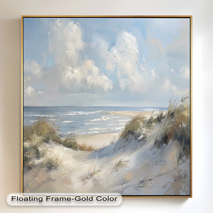 White Sand Beach Sandy Path Landscape – Coastal Oil Painting