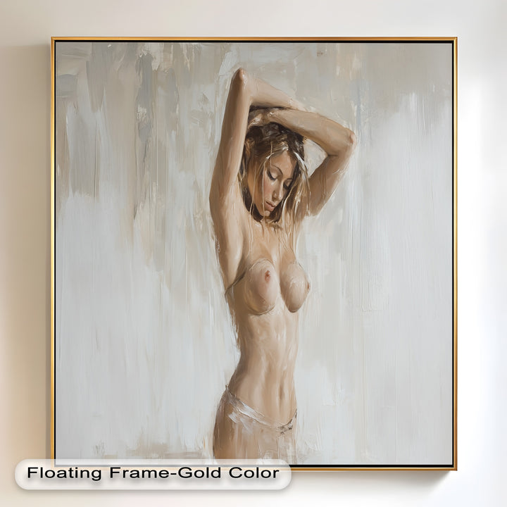 Still Grace – Serene Nude in Soft Neutral Oil Painting