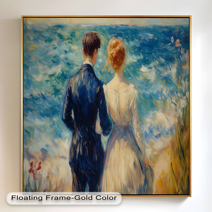 Lovers by the Sea – Romantic Impressionist Oil Painting
