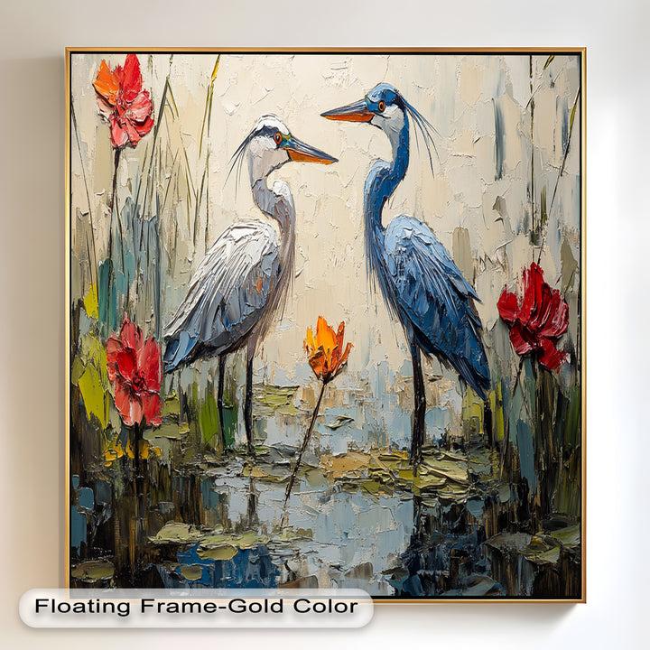 Pair of Herons – Animal Oil Painting