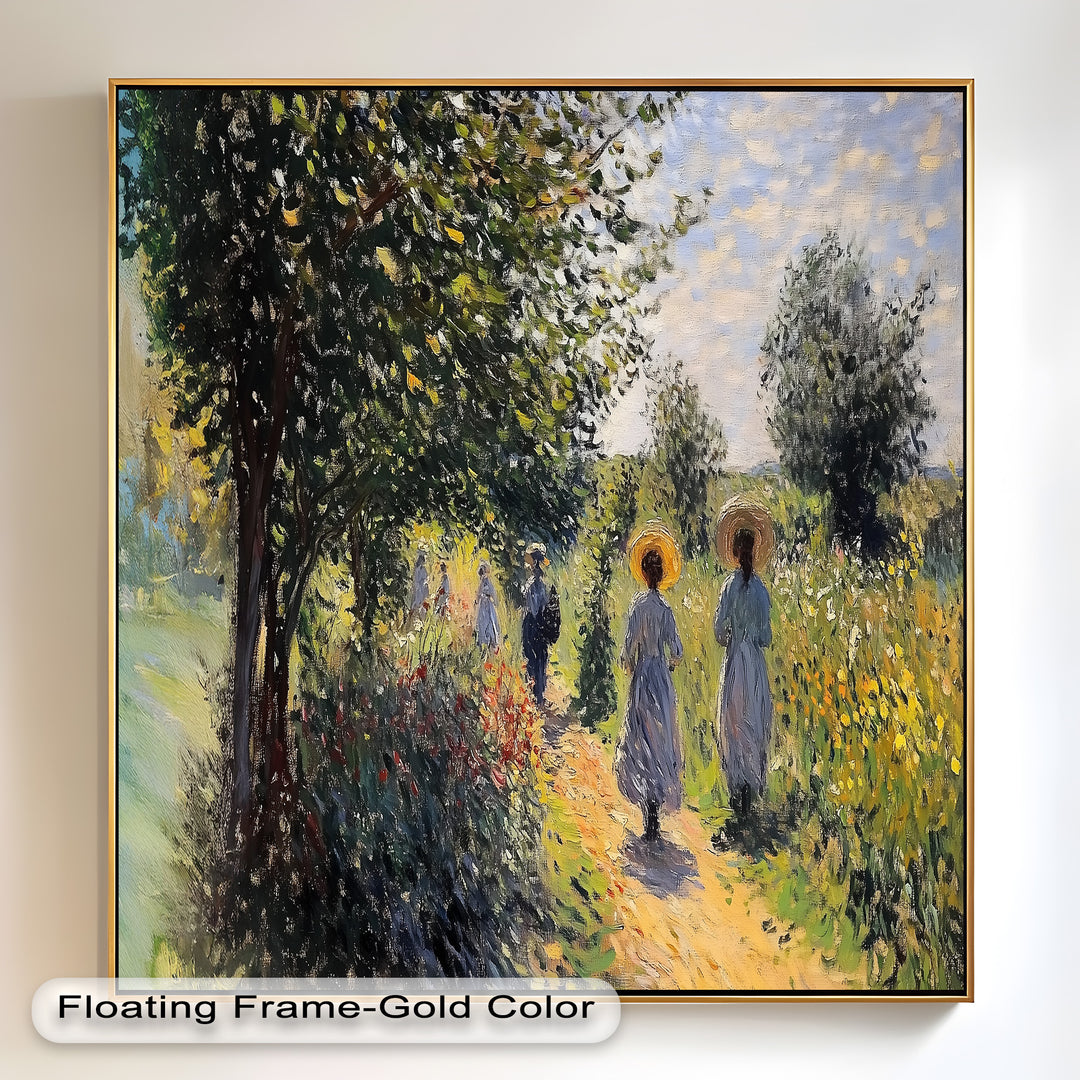Afternoon Stroll – Sun-Dappled Garden Walk Oil Painting