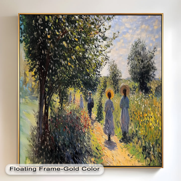 Afternoon Stroll – Sun-Dappled Garden Walk Oil Painting