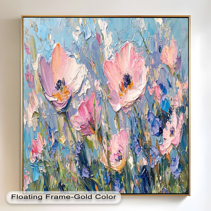 Pink and Violet Wildflower Bloom - Flower Oil Painting