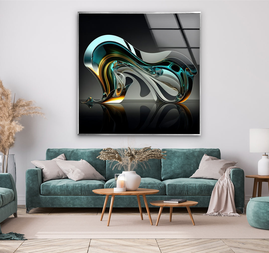 NeoLumen Fluid Arc: Escultura cromática futurista Arte En Vidrio Para Pared