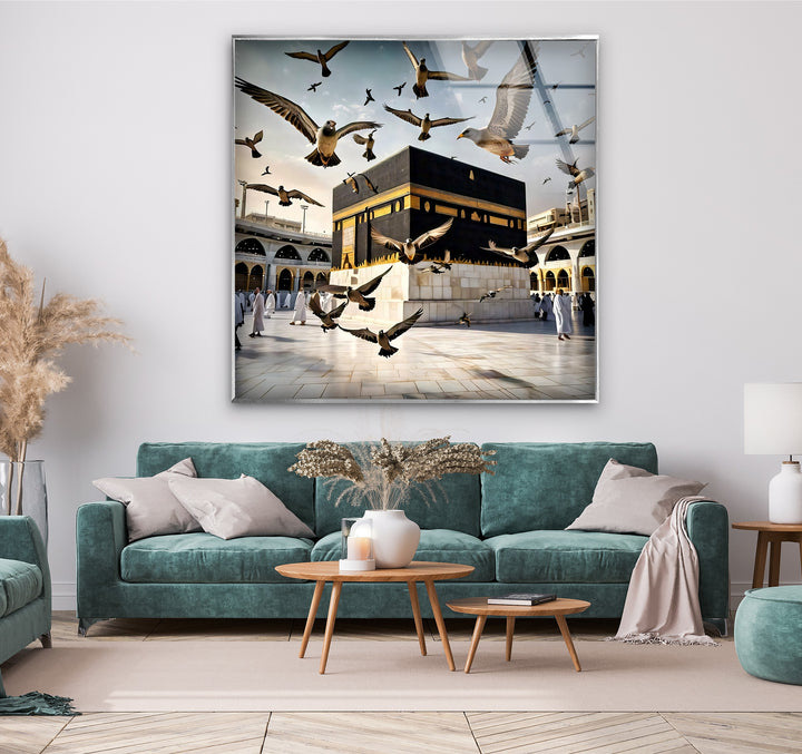 Holy Kaaba surrounded by flying birds wall art