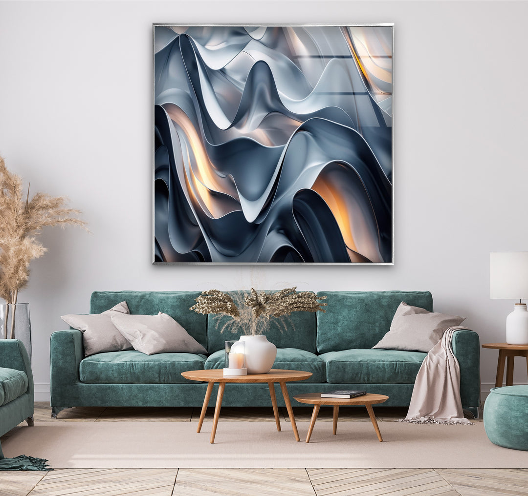 موجات إمبر من إيروفلوينت - تدفق معدني منحوت اللوحات الزجاجية الجدارية