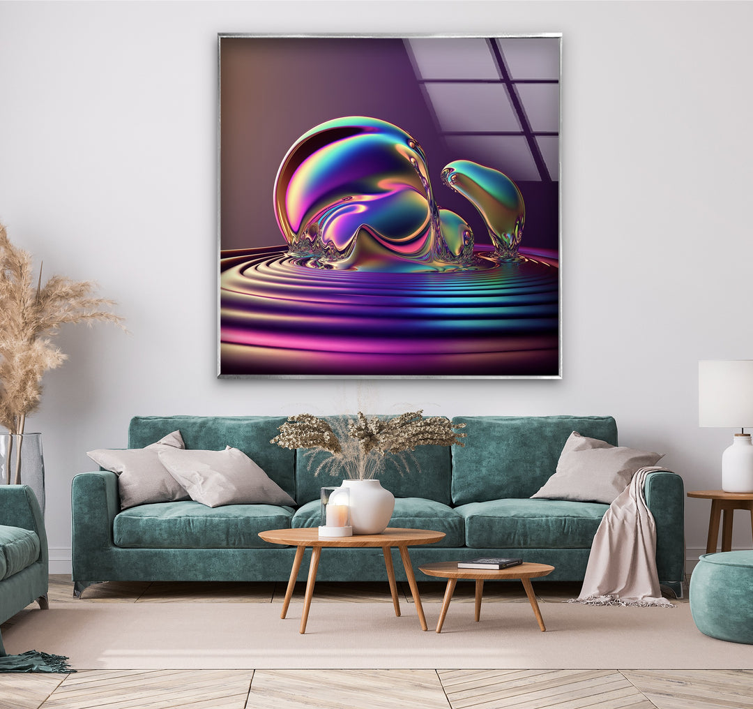 Forma ondulata LuminaFlux – Sfera liquida cromatica Quadri da Parete in Vetro