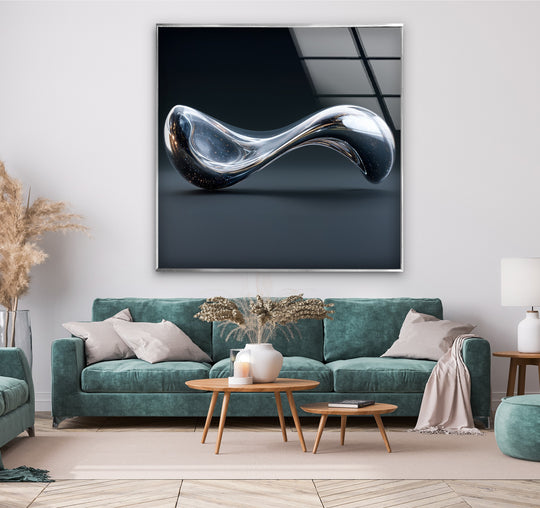 Reflective light and deep shadows define the sleek curves of this stellar glass continuum wall print.