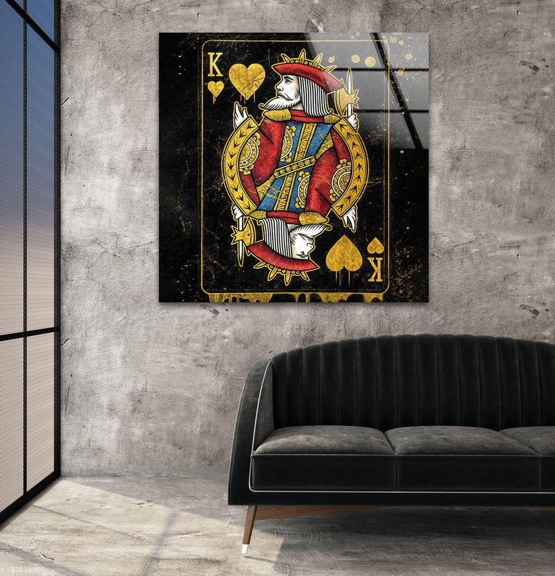 King Card Glass Wall Art glass art painting, glass art for the Wall
