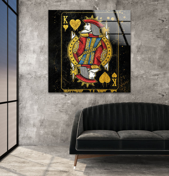 King Card Glass Wall Art glass art painting, glass art for the Wall
