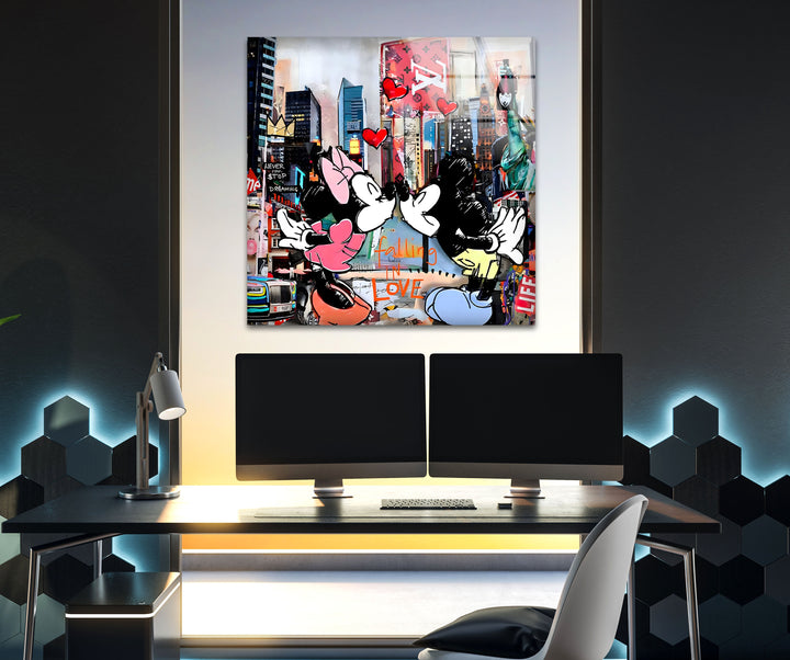 Kiss in New York Glass Wall Art custom glass photo prints, large glass prints
