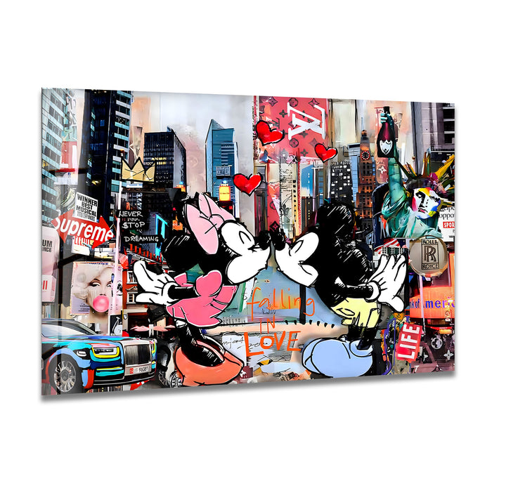 Kiss in New York Glass Wall Art custom glass pictures, glass art prints
