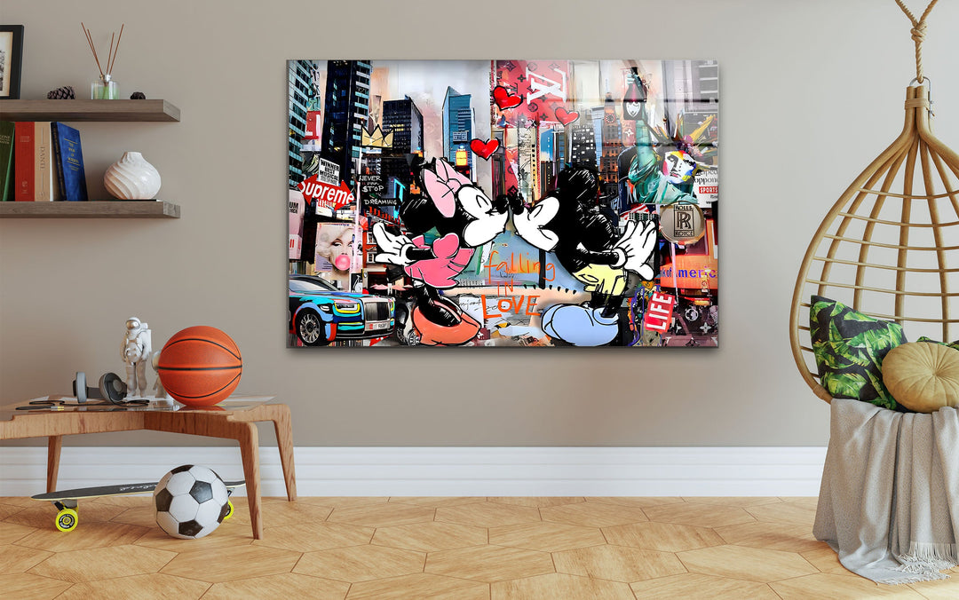 Kiss in New York Glass Wall Art glass wall decor, glass wall art decor
