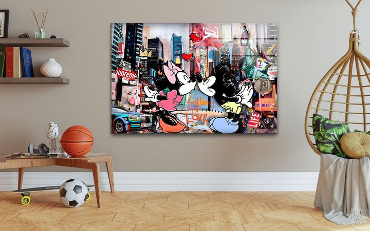 Kiss in New York Glass Wall Art glass wall decor, glass wall art decor

