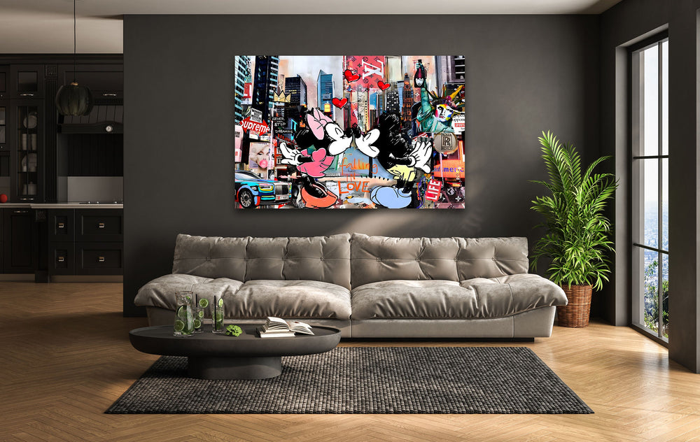 Kiss in New York Glass Wall Art photo print on glass, prints on glass wall art
