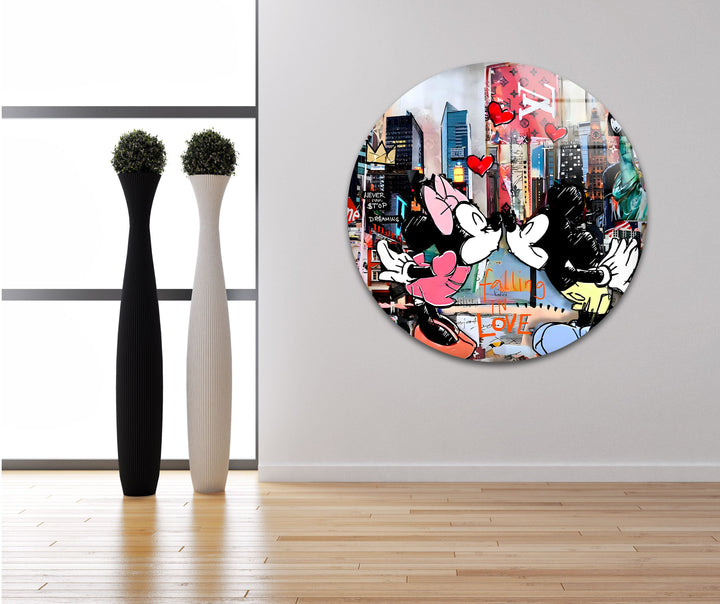 Kiss in New York Glass Wall Art glass art painting, glass art for the Wall
