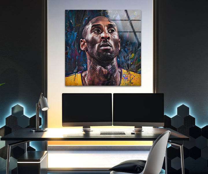 Kobe Bryant Portrait Painting Glass Wall Art Glass Printing Wall Art, Print photos on glass
