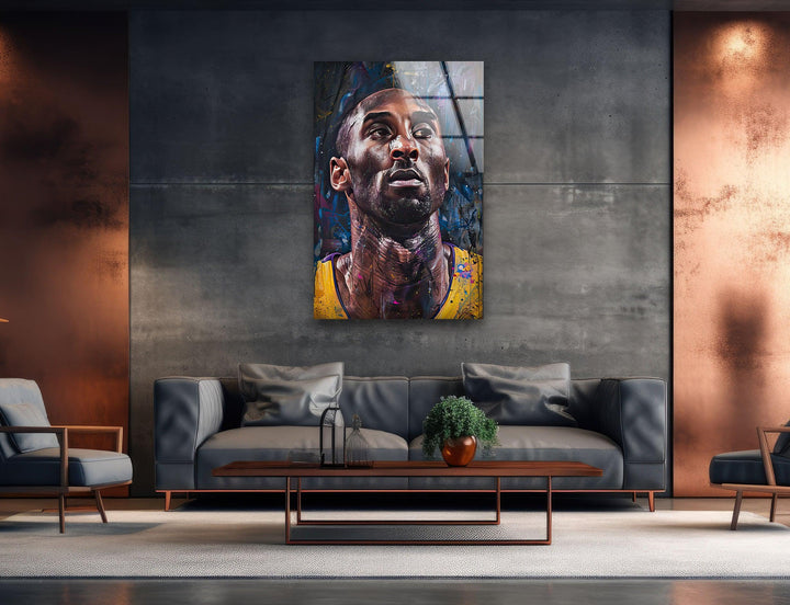 Kobe Bryant Portrait Painting Glass Wall Art glass image printing, glass prints from photos
