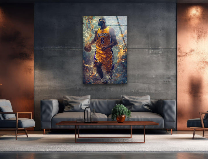Kobe Bryant Basketball Player Glass Wall Art photo print on glass, prints on glass wall art
