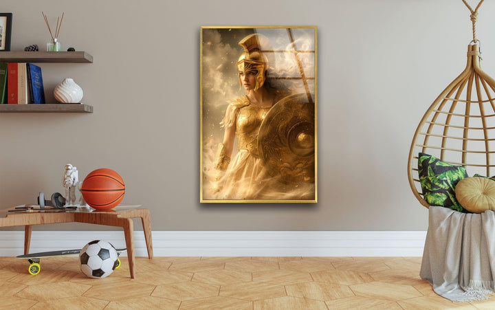 Lady Athena Glass Wall Art picture on glass wall art, photos printed on glass
