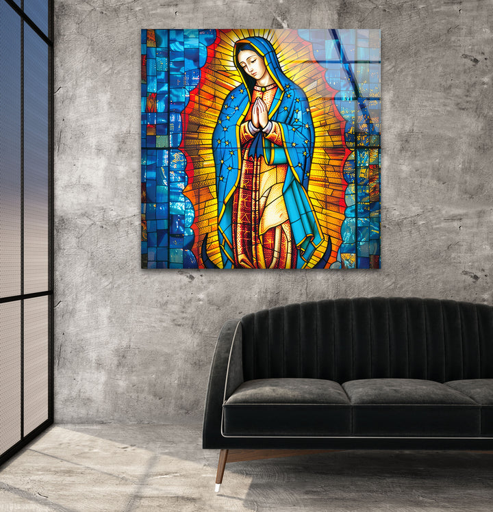 Lady of Guadal Glass Wall Art custom glass pictures, glass art prints
