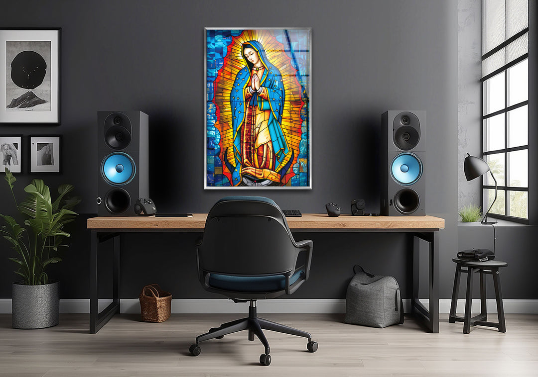 Lady of Guadal Glass Wall Art glass wall decor, glass wall art decor
