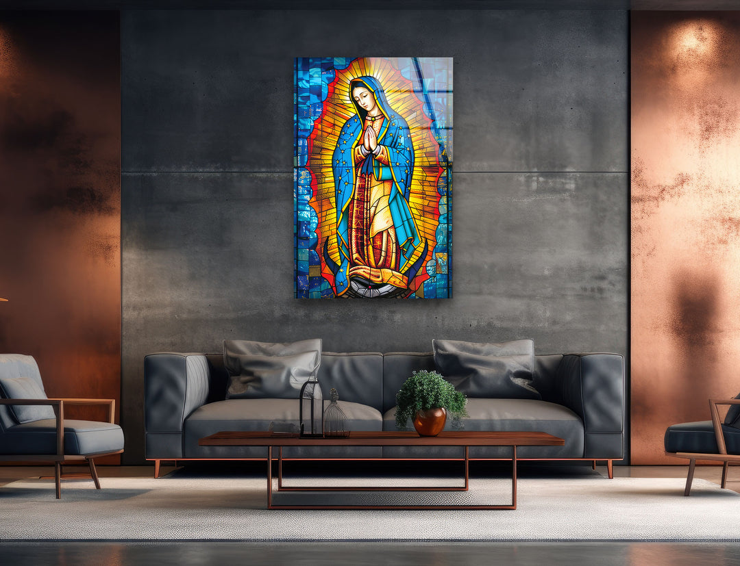 Lady of Guadal Glass Wall Art stained glass wall art, stained glass wall decor
