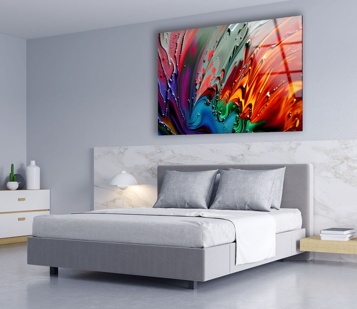 Color Storm Wall Art – Vivid Abstract Splash Glass Print