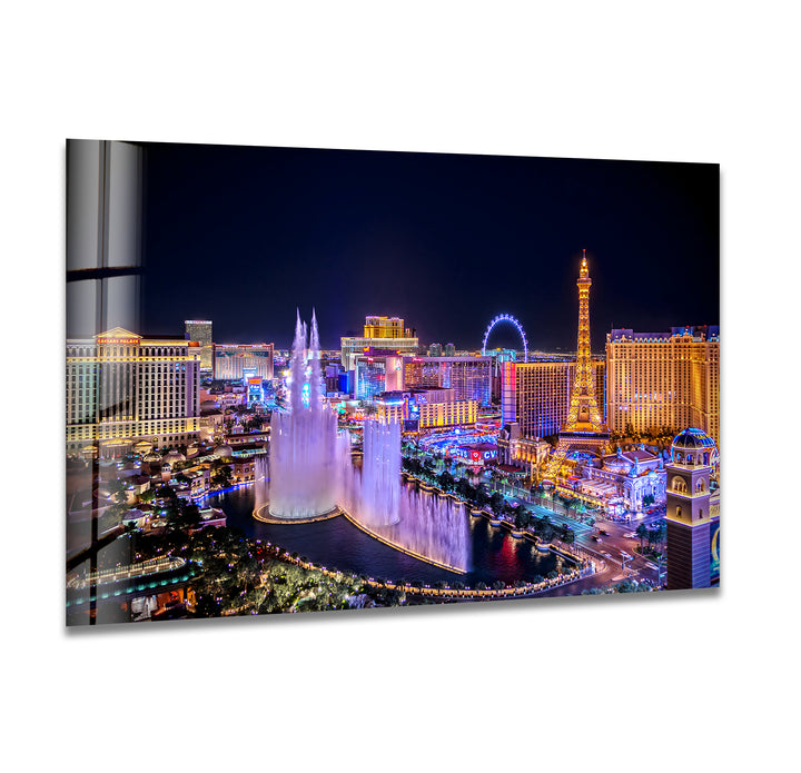 Las Vegas Brunnen Glaswandkunst - Stadtbild bei Nacht