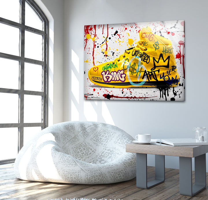 Lebron Shoes Glass Wall Art photo print on glass, prints on glass wall art
