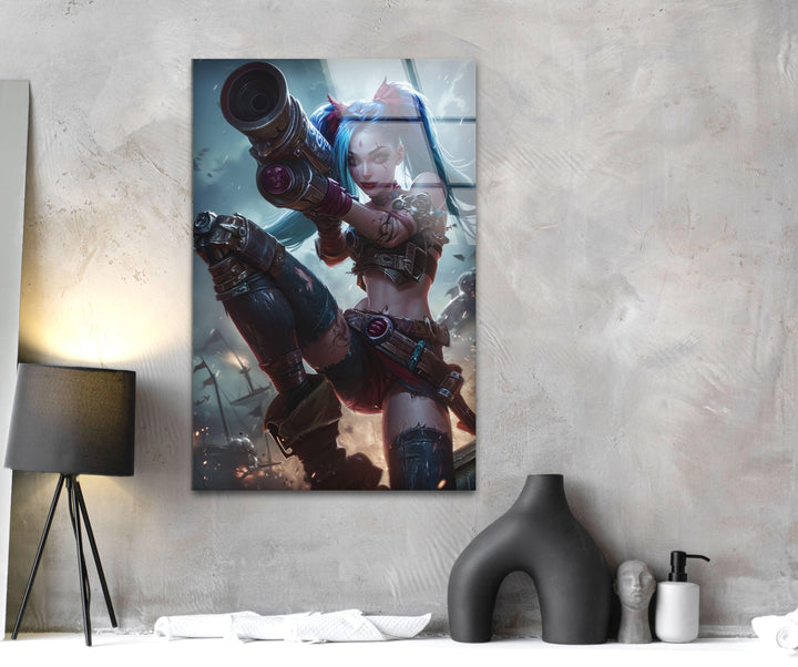 League Of Legends Jinx Glass Wall Art, glass image printing, glass prints from photos