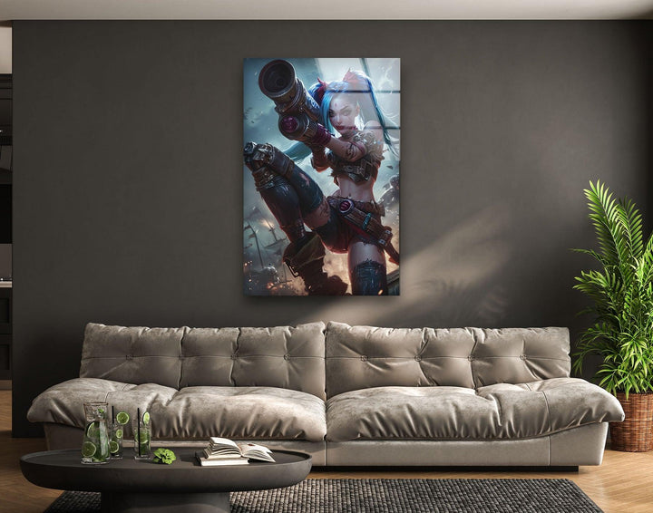 League Of Legends Jinx Glass Wall Art,  glass pictures for Wall, glass prints wall art