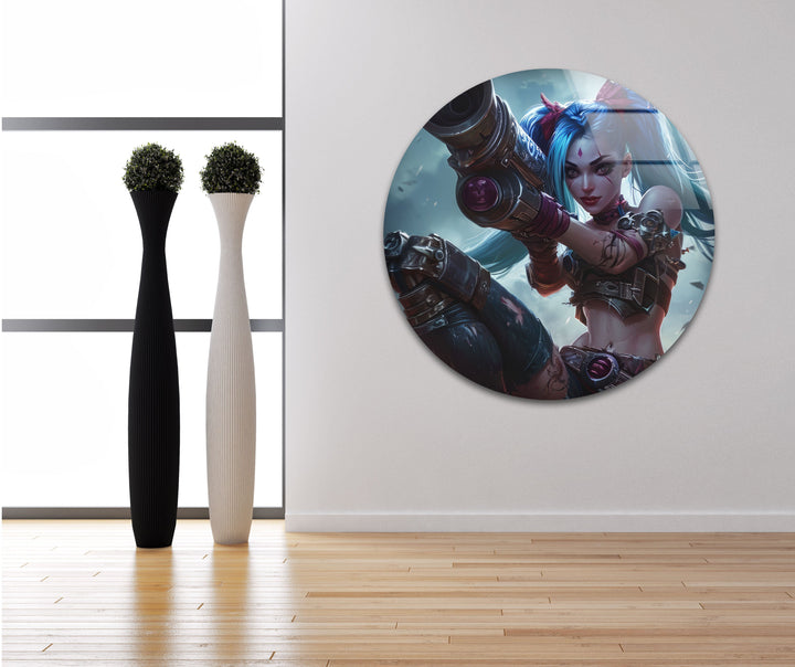 League Of Legends Jinx Glass Wall Art, glass photo prints, glass picture prints