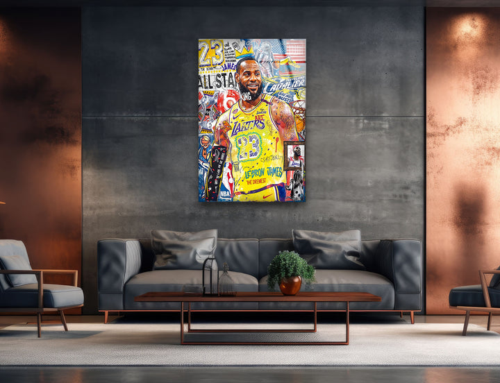 Lebron The King Glass Wall Art photo print on glass, prints on glass wall art
