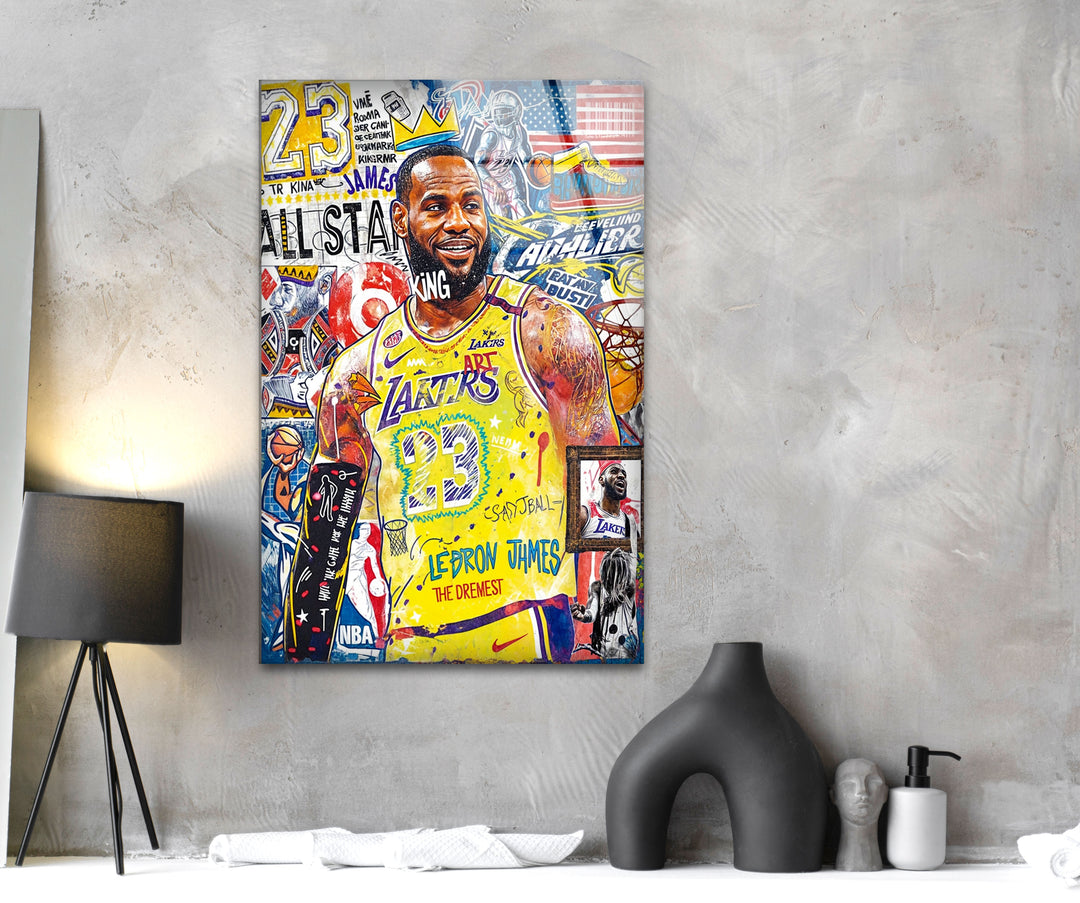Lebron The King Glass Wall Art custom glass pictures, glass art prints

