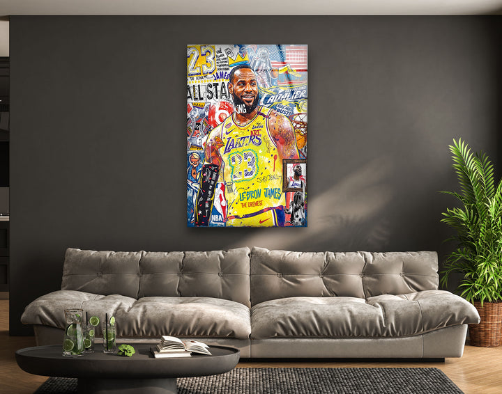 Lebron The King Glass Wall Art picture on glass wall art, photos printed on glass

