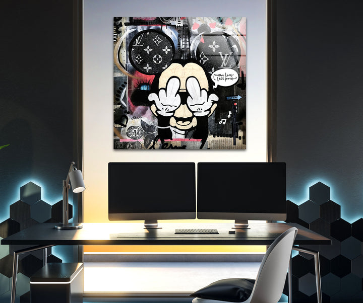 Less Hate Glass Wall Art photo print on glass, prints on glass wall art
