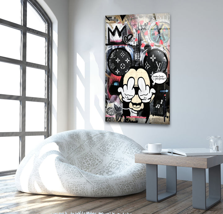 Less Hate Glass Wall Art glass photo prints, glass picture prints
