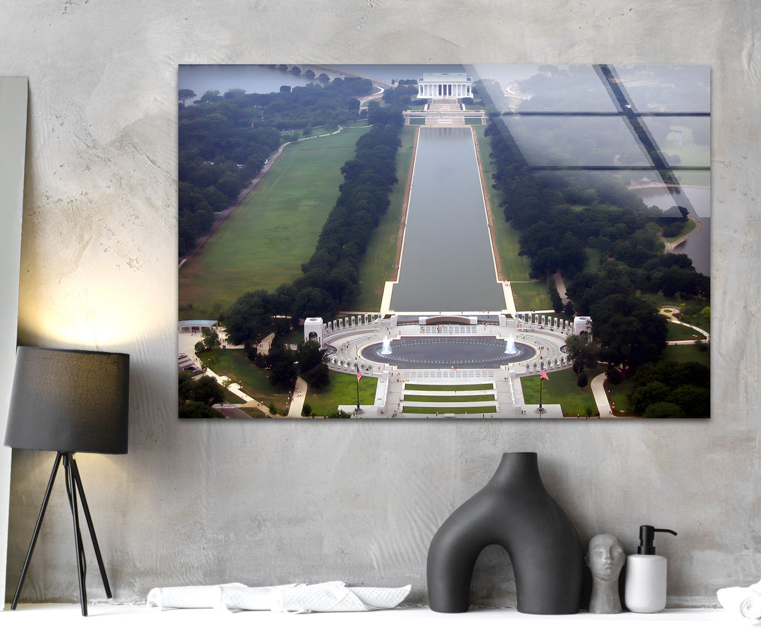 Washington DC Luftbild Glaswandkunst - Lincoln Memorial &amp; Reflecting Pool