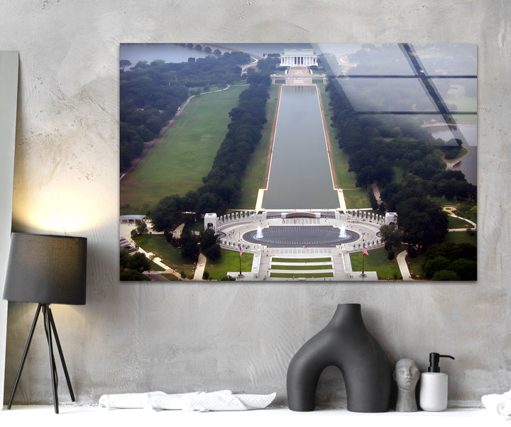Washington DC Luftbild Glaswandkunst - Lincoln Memorial &amp; Reflecting Pool