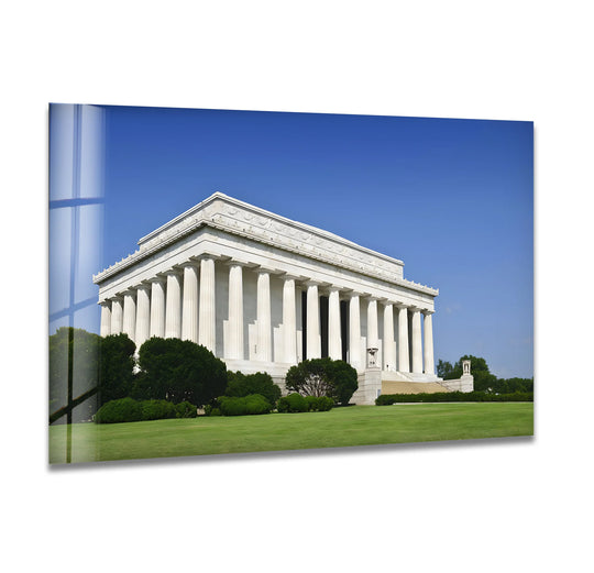 Highlighting the abstract quality, the Lincoln Memorial’s monumental columns transform into stark vertical lines in this captivating glass wall artwork, a study of form and light.
