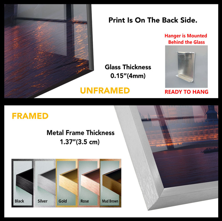 Sunset London Glass Wall Art