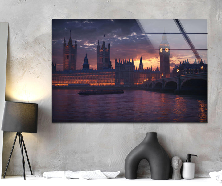Sunset London Glass Wall Art custom glass photo prints, large glass prints
