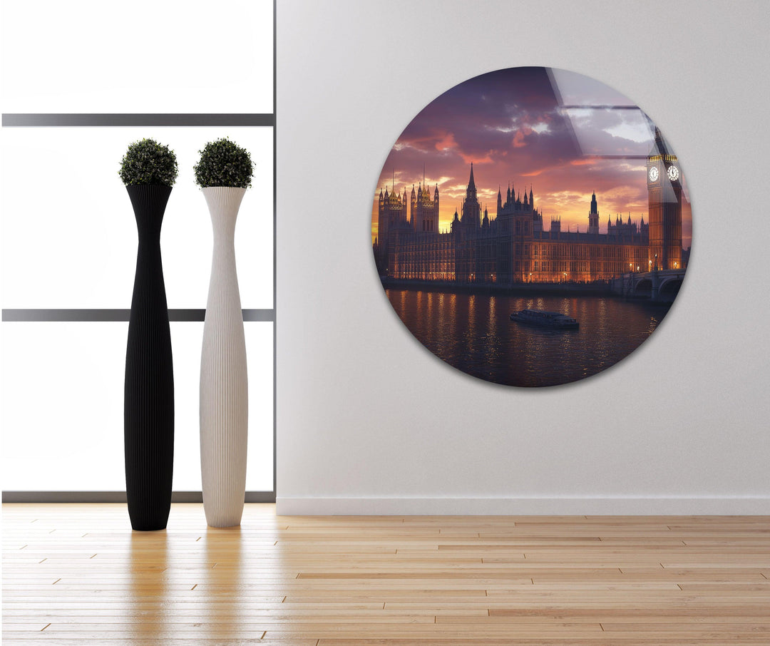 London Sunset Landscape Glass Wall Art glass wall decor, glass wall art decor
