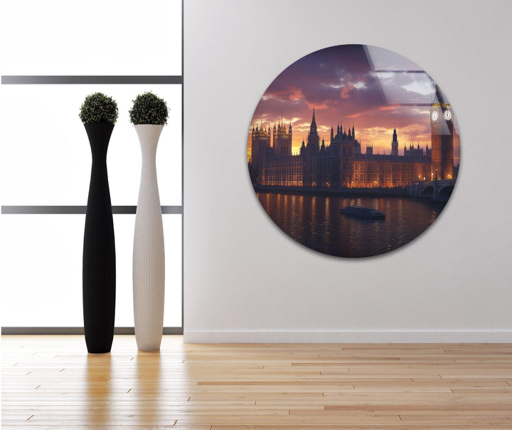 London Sunset Landscape Glass Wall Art glass wall decor, glass wall art decor
