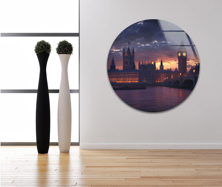 Sunset London Glass Wall Art print picture on glass, Tempered Glass Wall Art
